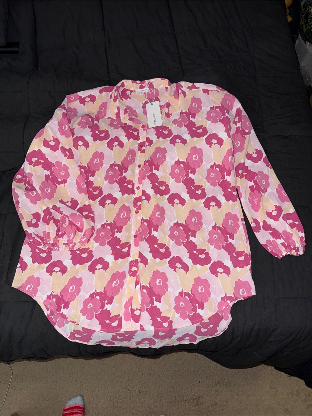 Women's Pink Floral Button-Down Shirt